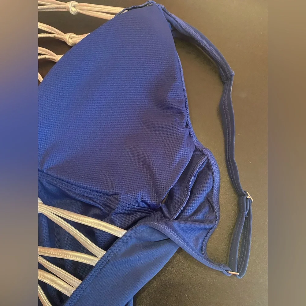 Bleu‎ Rod Beattie Blue Silver One Piece Swimsuit NWT $109 Retail